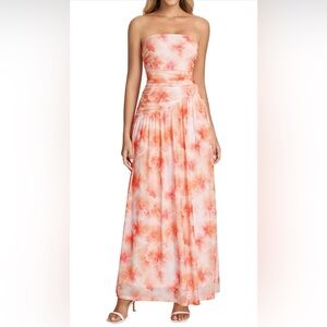 Elegant Floral Strapless Dress NWT XL